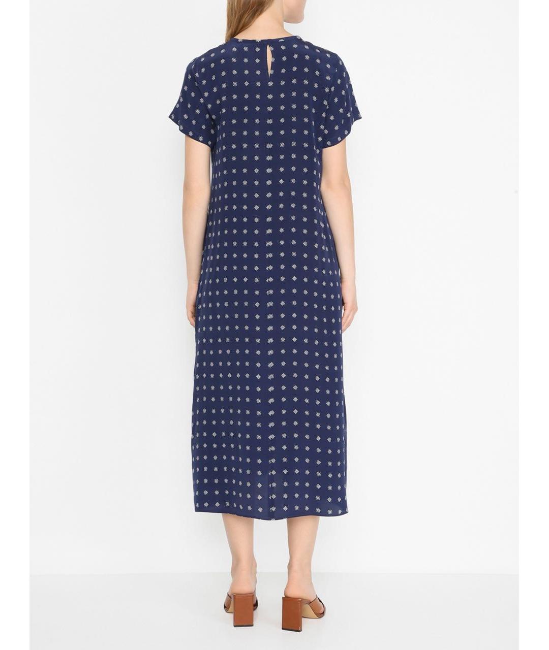WEEKEND MAX MARA Темно-синее шелковое повседневное платье, фото 2