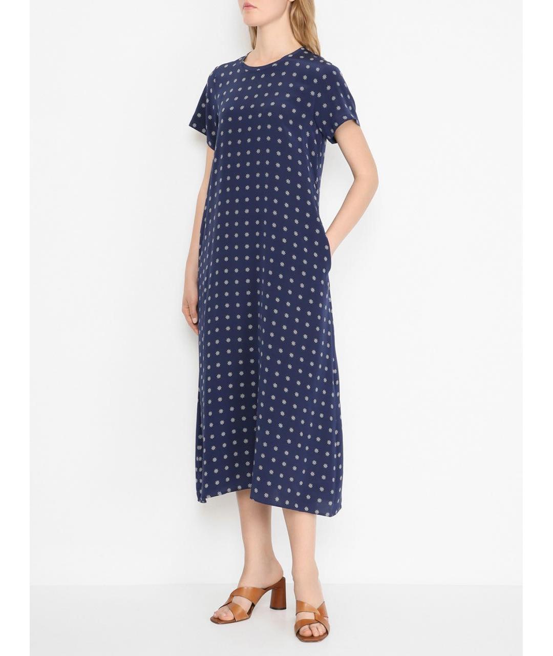 WEEKEND MAX MARA Темно-синее шелковое повседневное платье, фото 6