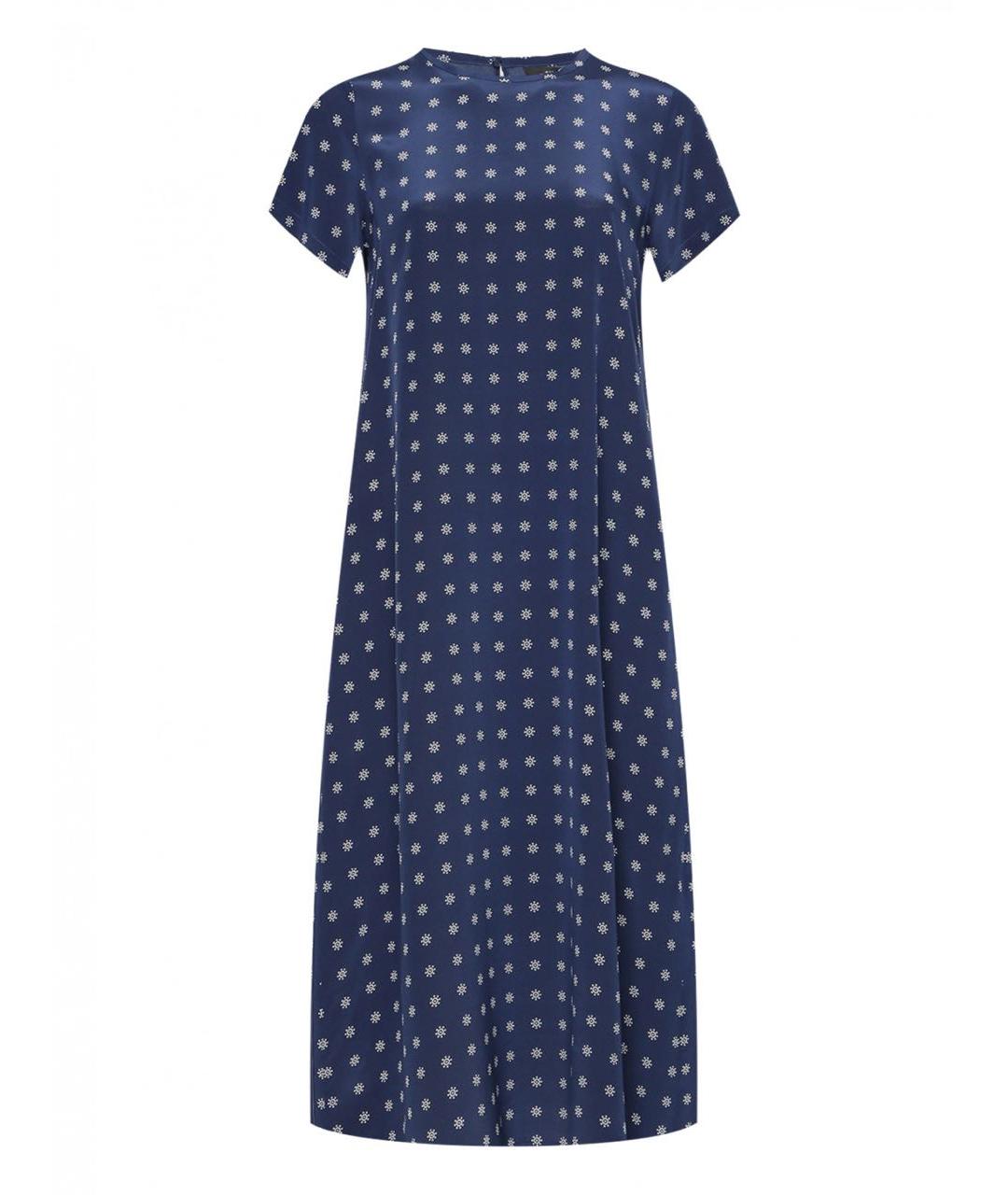 WEEKEND MAX MARA Темно-синее шелковое повседневное платье, фото 1