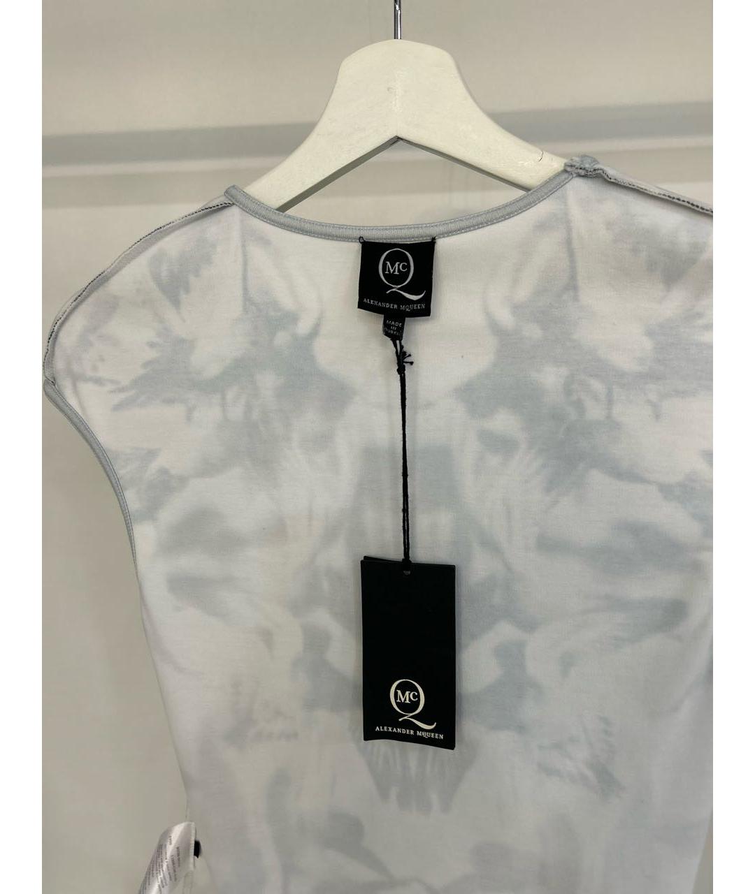 ALEXANDER MCQUEEN Серое хлопко-эластановое повседневное платье, фото 3
