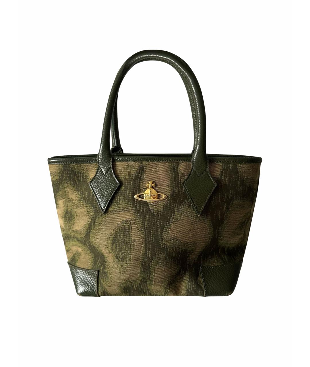 VIVIENNE WESTWOOD Зеленая жаккардовая сумка с короткими ручками, фото 1