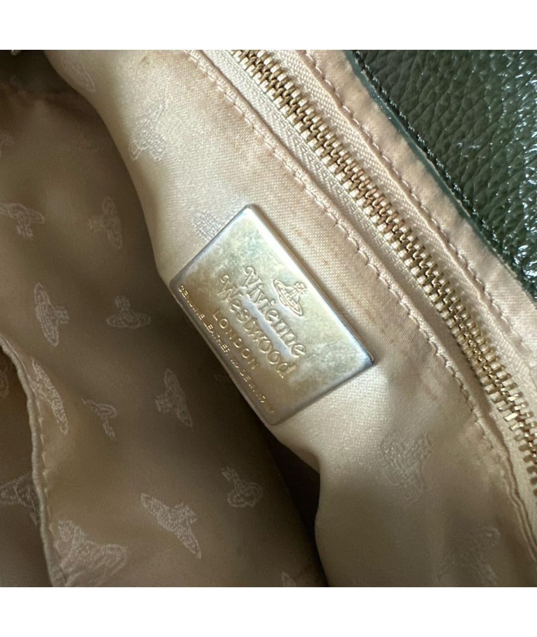 VIVIENNE WESTWOOD Зеленая жаккардовая сумка с короткими ручками, фото 4