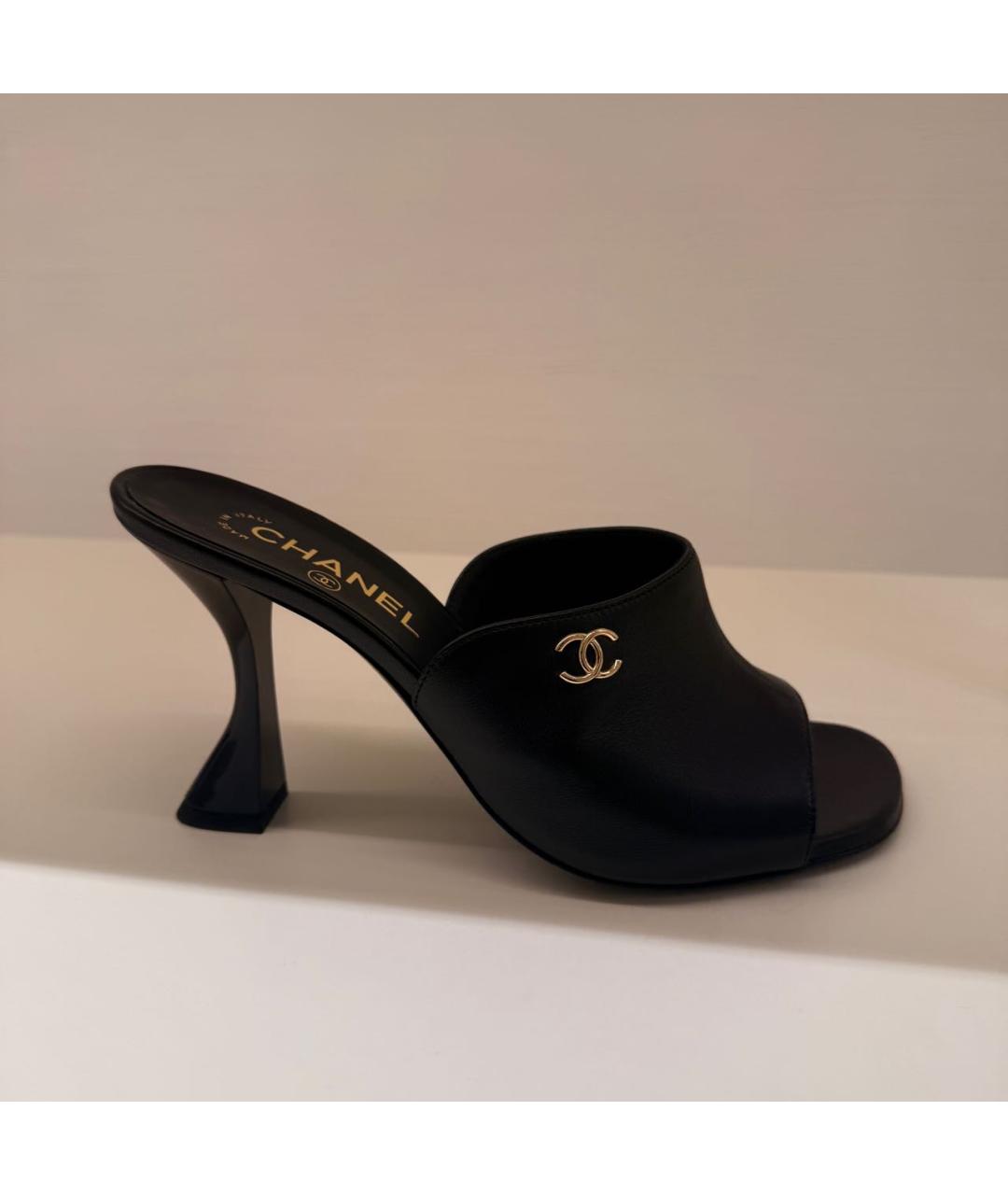 CHANEL Черные кожаные мюли, фото 7