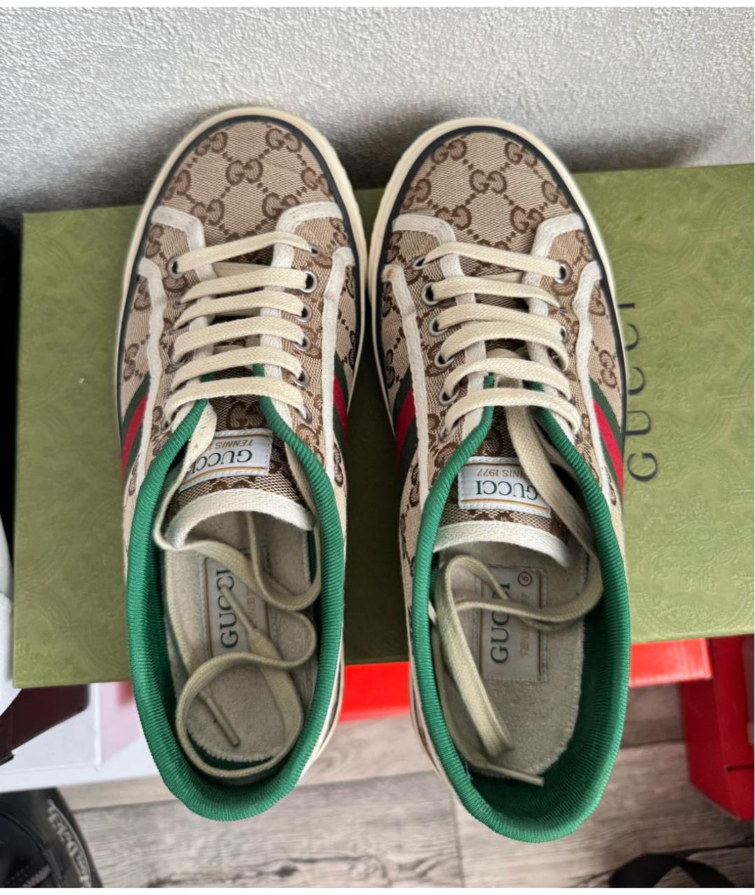 GUCCI Бежевые низкие кроссовки / кеды, фото 3
