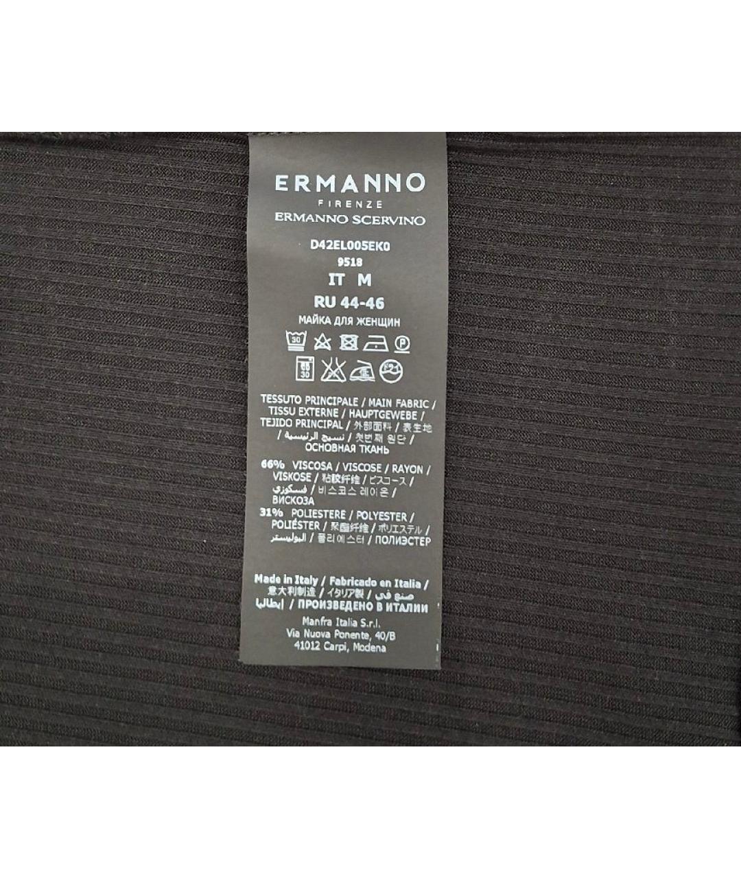 ERMANNO FIRENZE Черная вискозная майка, фото 5