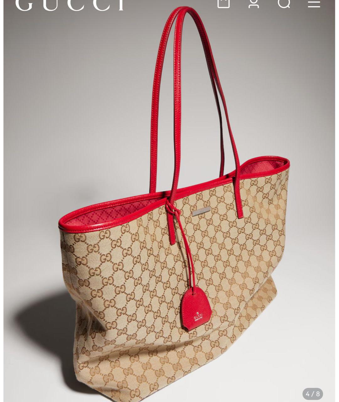GUCCI Красная сумка тоут, фото 2