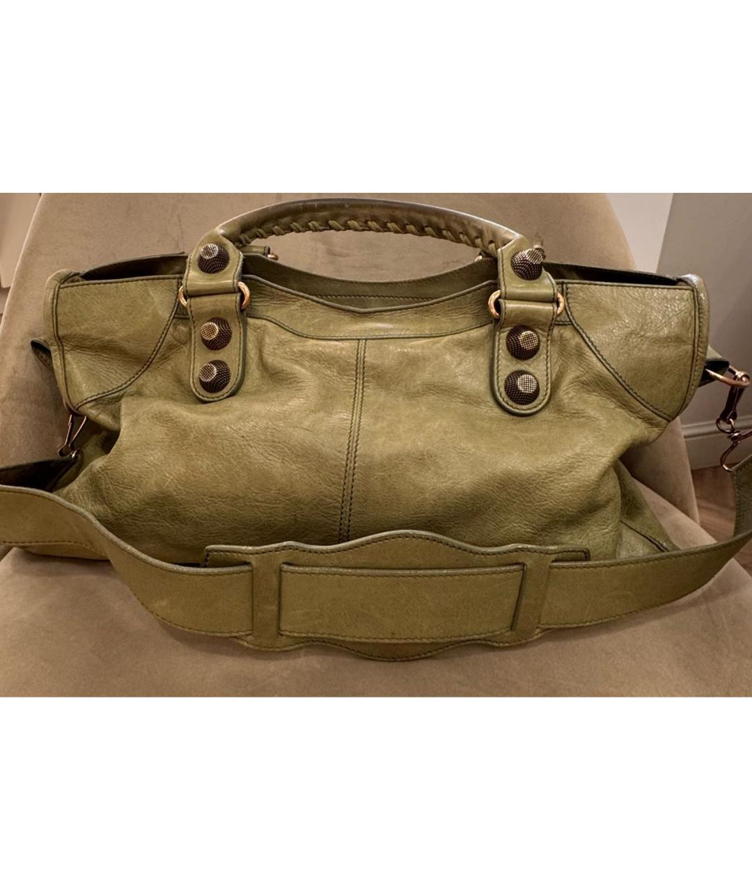 BALENCIAGA Хаки кожаная сумка с короткими ручками, фото 3