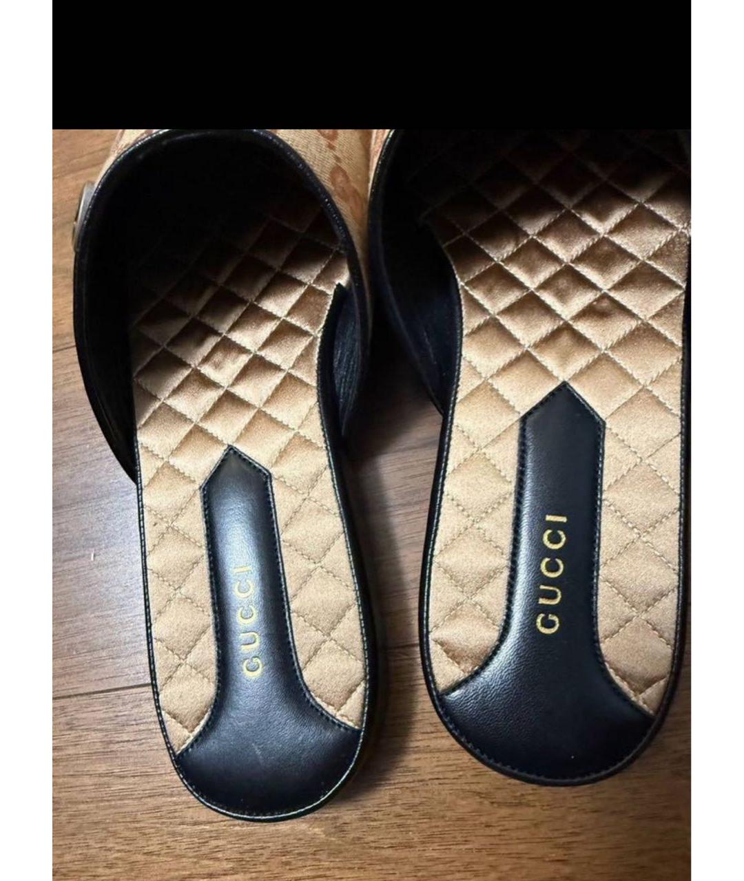 GUCCI Бежевые кожаные шлепанцы, фото 3