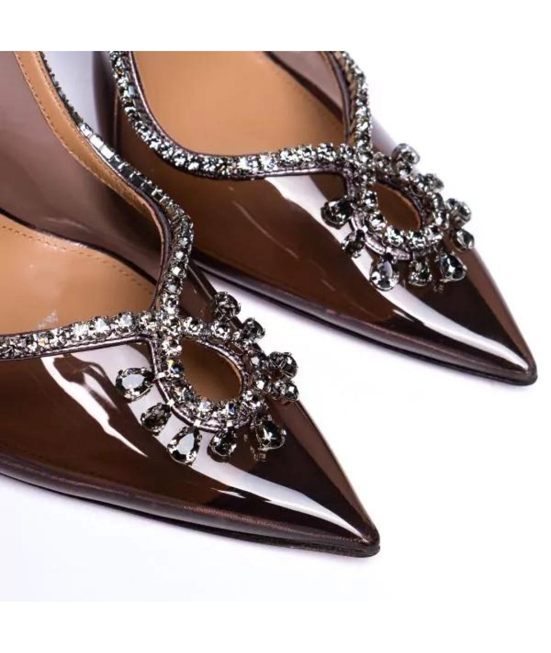 AQUAZZURA Коричневые кожаные туфли, фото 4