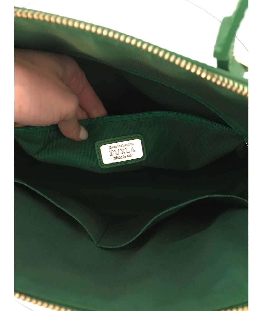 FURLA Зеленая кожаная сумка тоут, фото 5