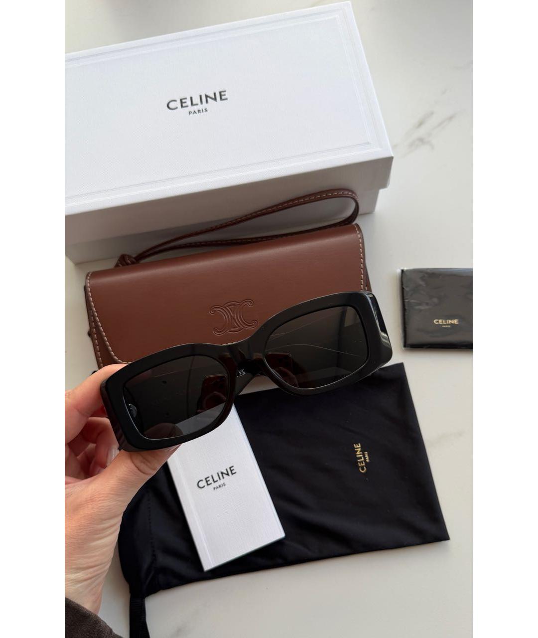 CELINE Черные пластиковые солнцезащитные очки, фото 4