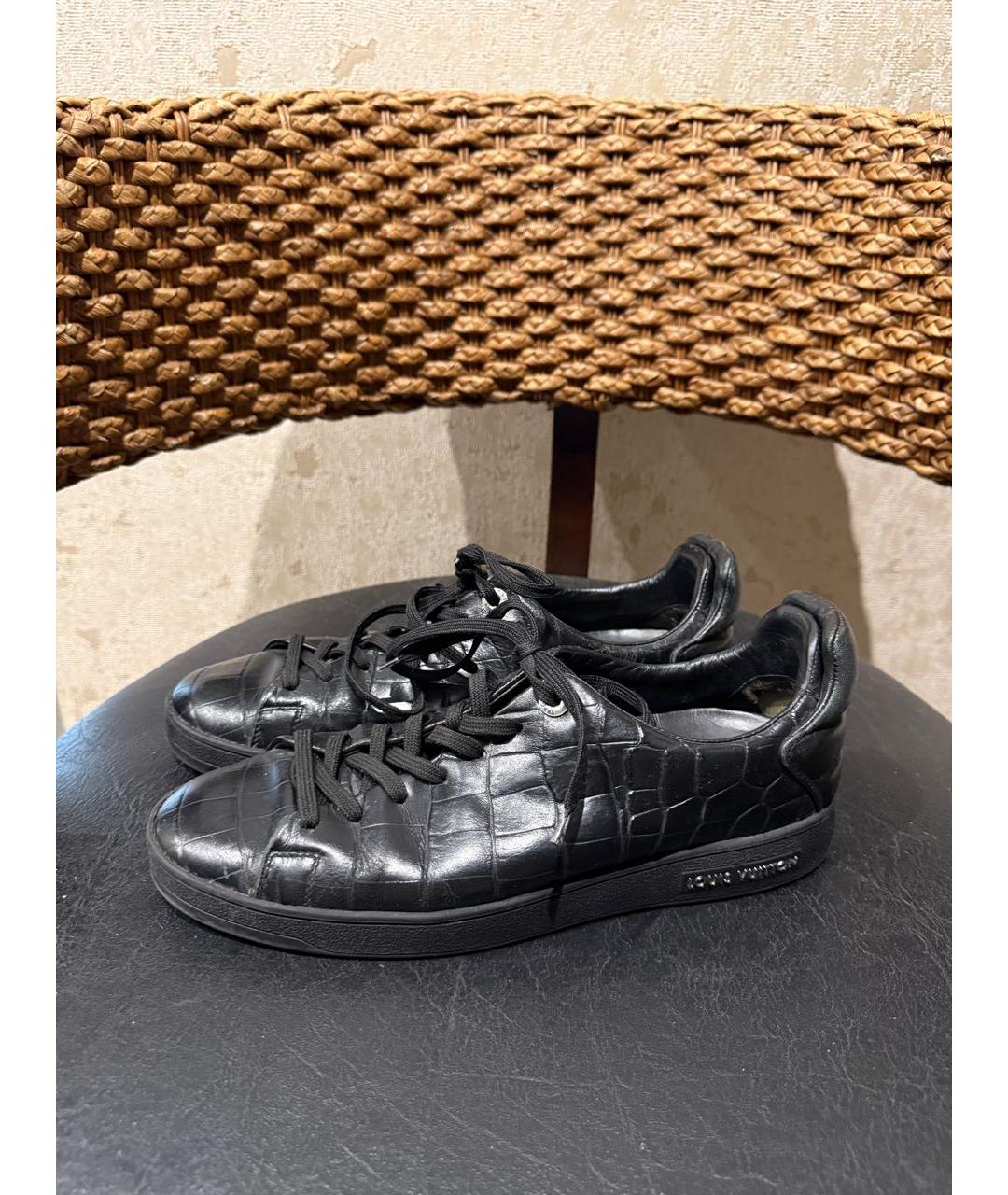 LOUIS VUITTON Черные кожаные низкие кроссовки / кеды, фото 4
