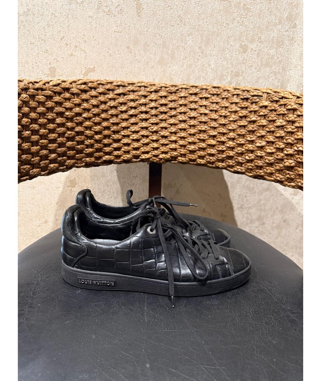 LOUIS VUITTON Черные кожаные низкие кроссовки / кеды, фото 7