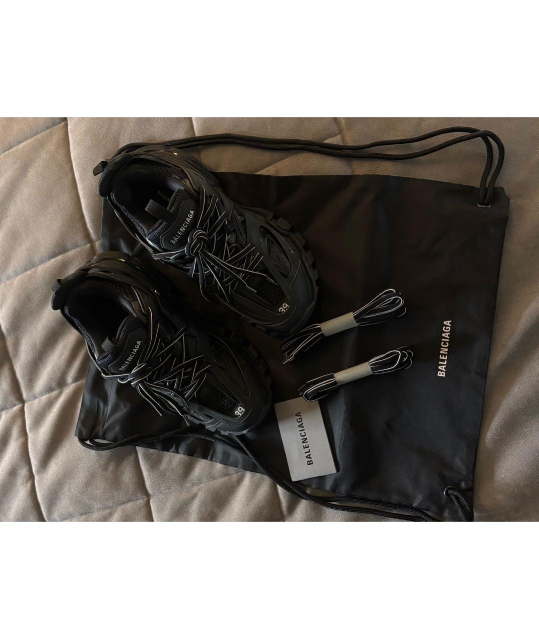 BALENCIAGA Черные кожаные кроссовки, фото 4