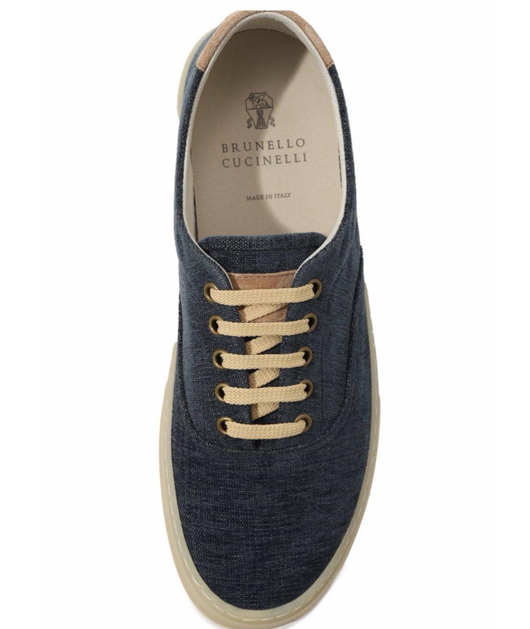 BRUNELLO CUCINELLI Синие текстильные низкие кроссовки / кеды, фото 2