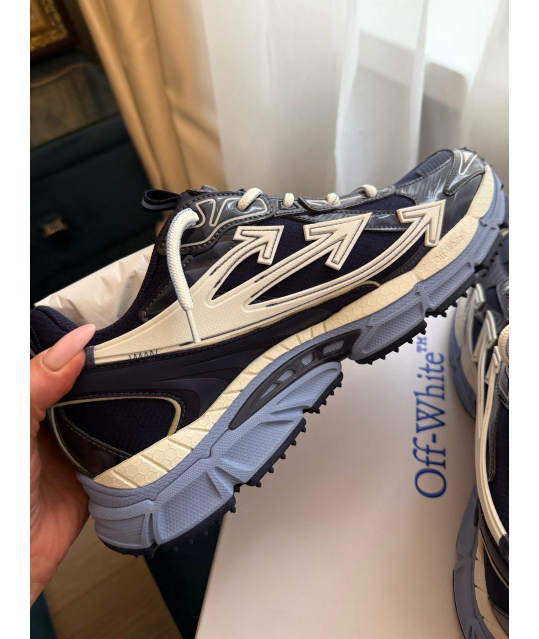 OFF-WHITE Синие текстильные низкие кроссовки / кеды, фото 7
