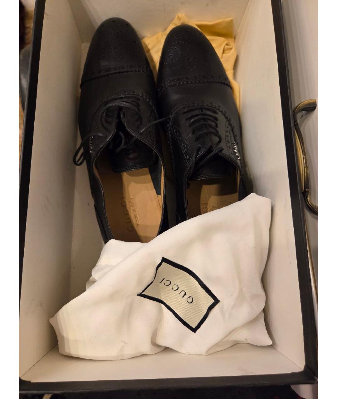 GUCCI Черные кожаные туфли, фото 6