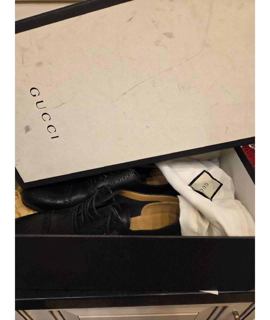 GUCCI Черные кожаные туфли, фото 7