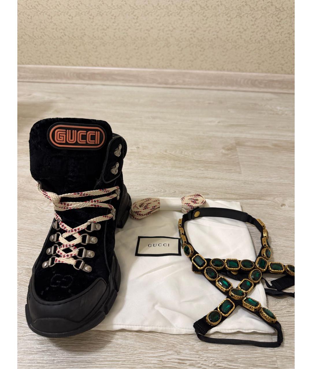 GUCCI Черные бархатные кроссовки, фото 7