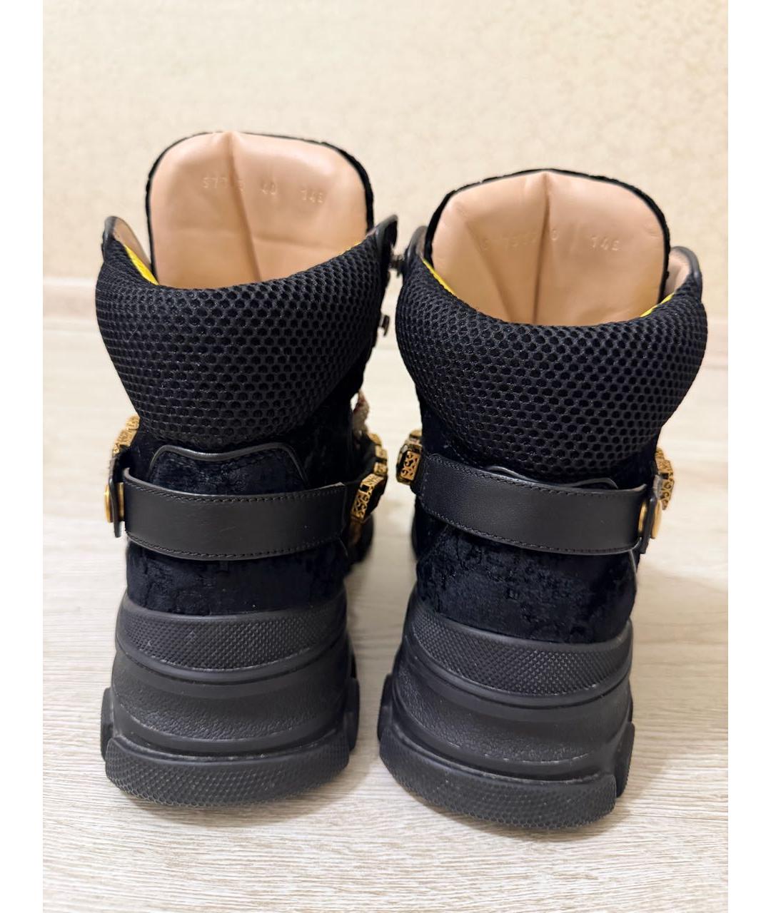 GUCCI Черные бархатные кроссовки, фото 4
