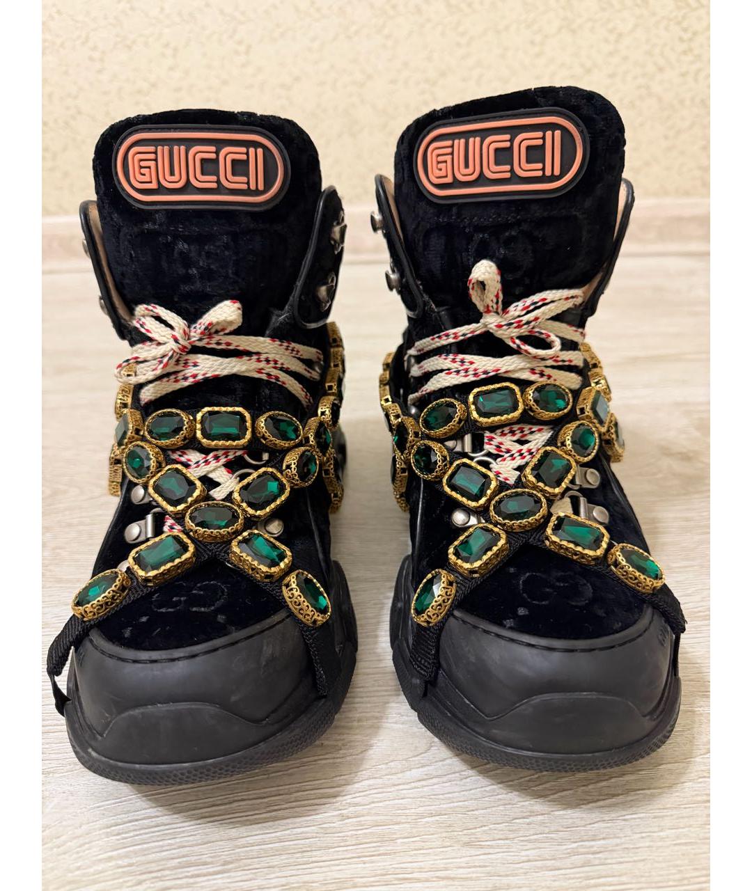 GUCCI Черные бархатные кроссовки, фото 2