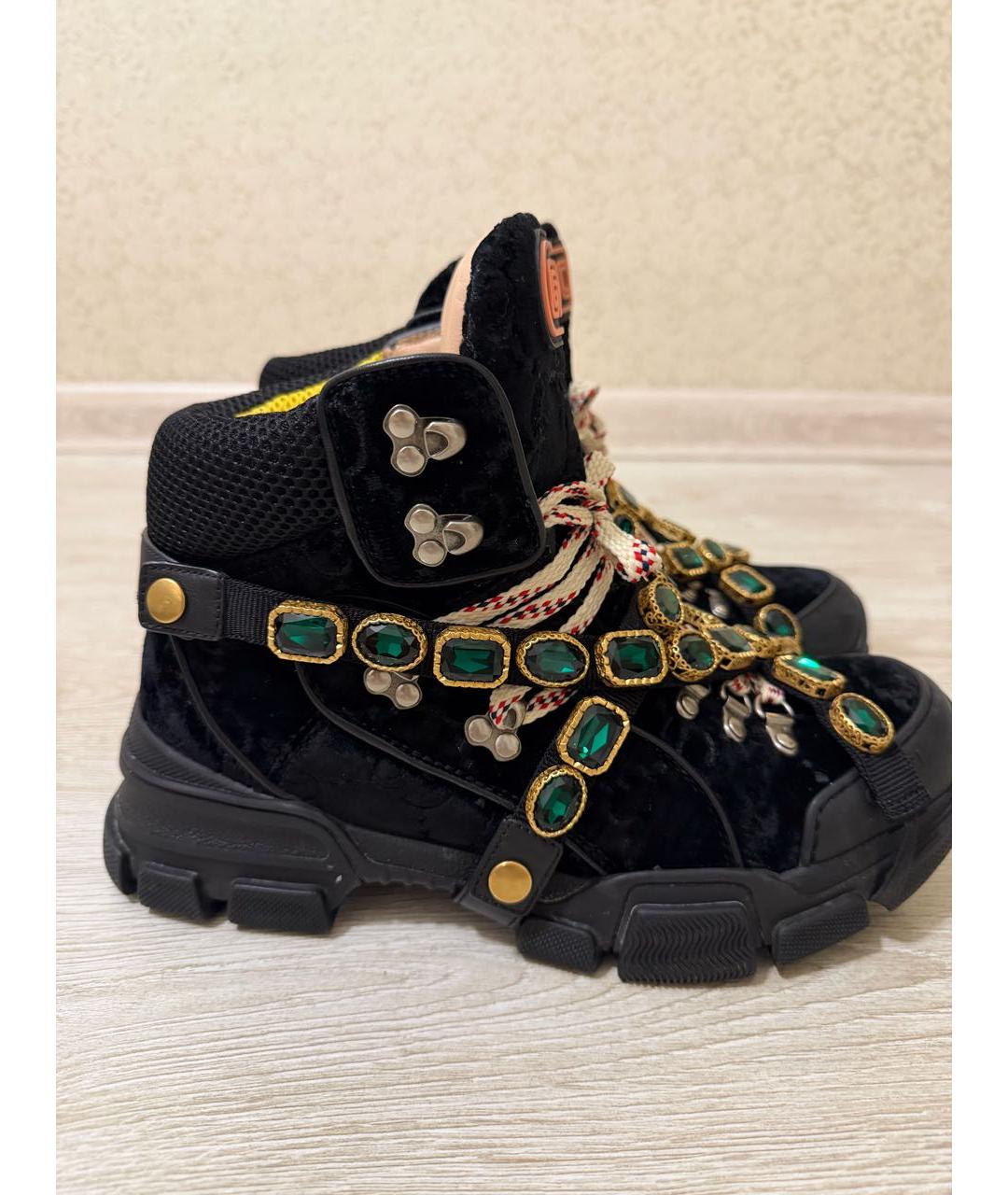 GUCCI Черные бархатные кроссовки, фото 9