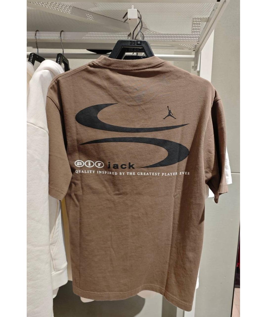 NIKE Коричневая хлопковая футболка, фото 6