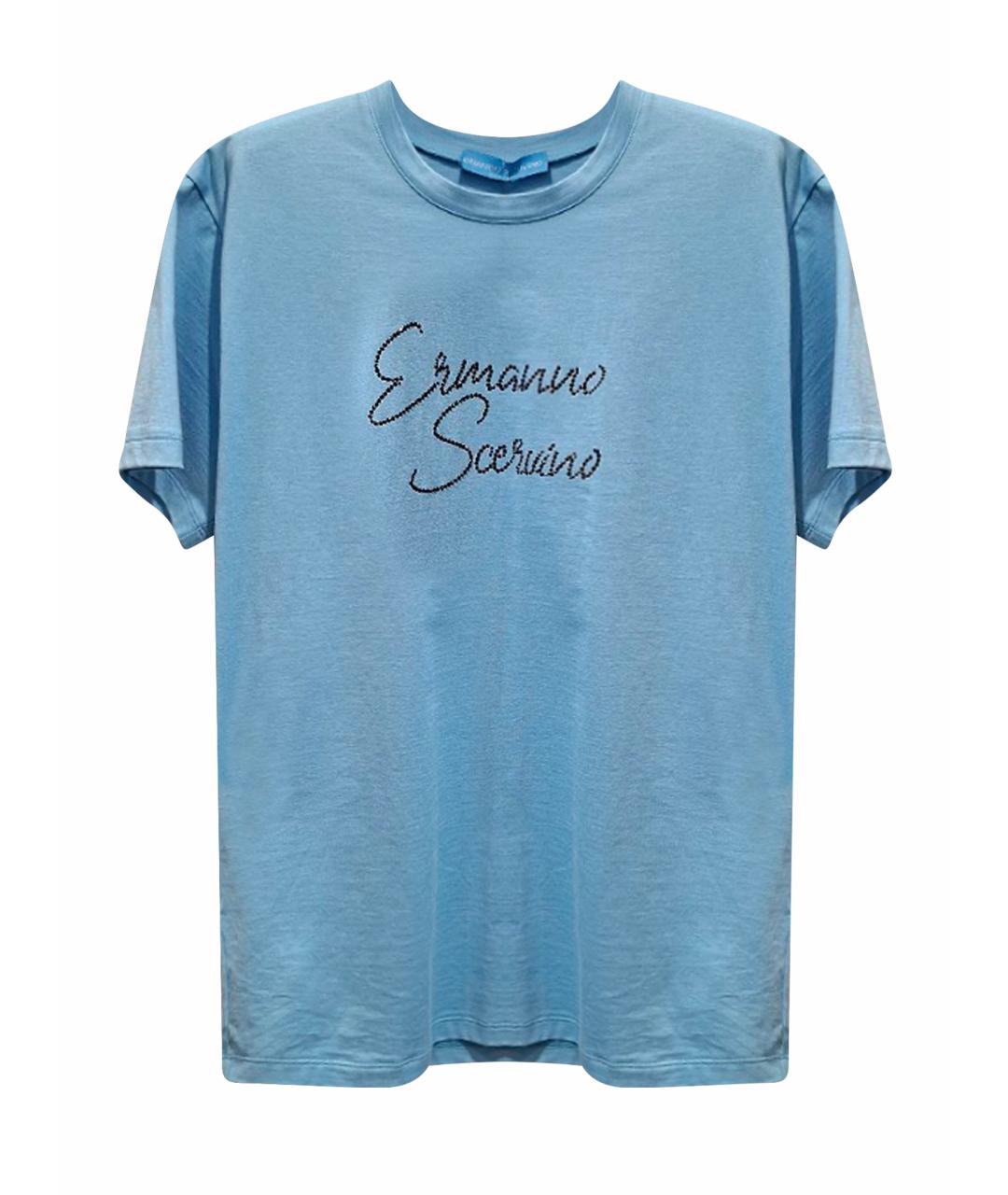 ERMANNO SCERVINO Голубая хлопковая футболка, фото 1