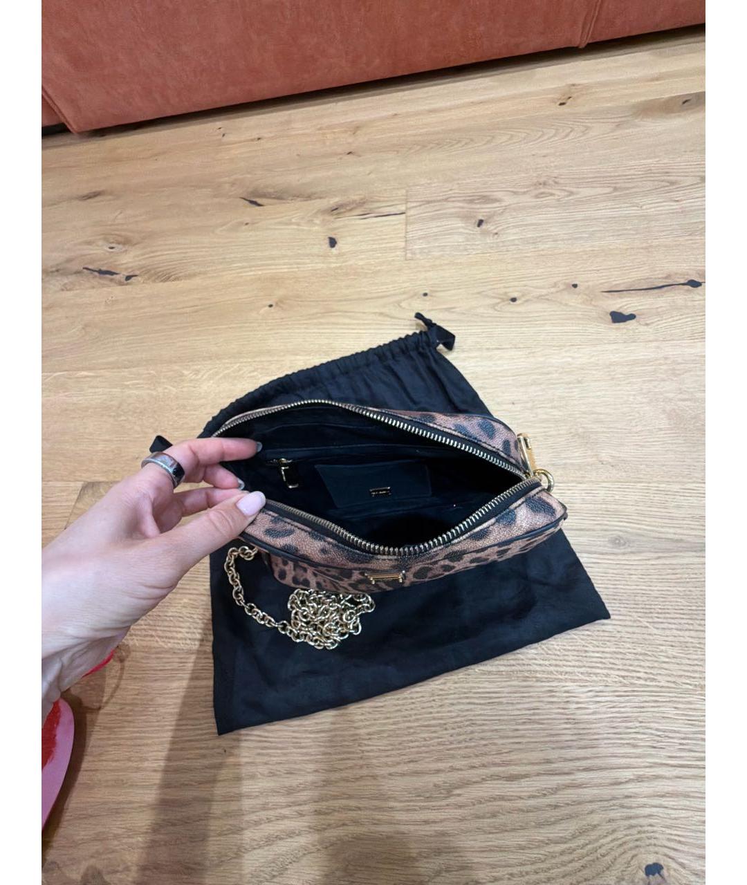 DOLCE&GABBANA Коричневая кожаная сумка через плечо, фото 4