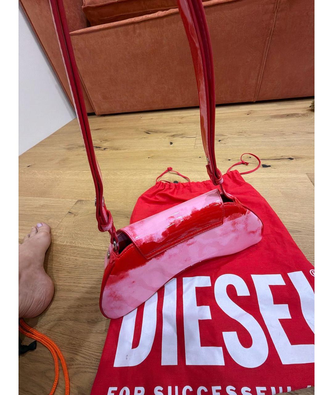 DIESEL Красная сумка с короткими ручками из искусственной кожи, фото 6
