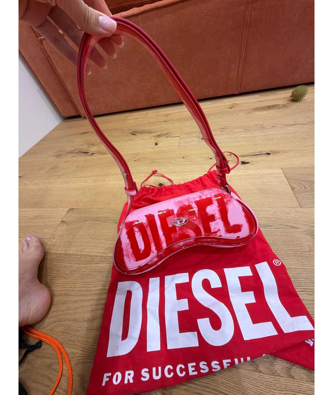 DIESEL Красная сумка с короткими ручками из искусственной кожи, фото 5