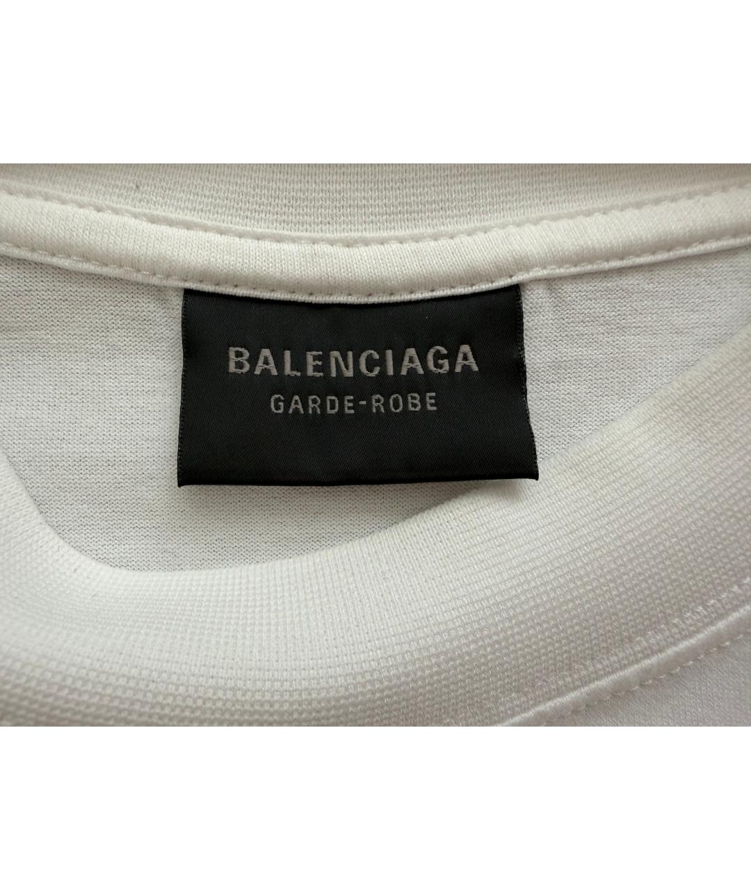BALENCIAGA Белая хлопковая футболка, фото 4