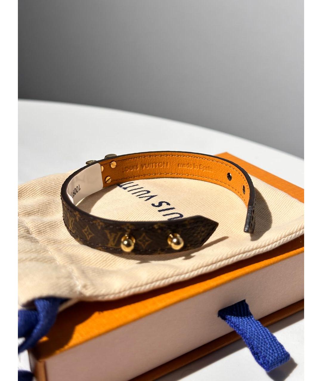 LOUIS VUITTON Коричневый кожаный браслет, фото 4