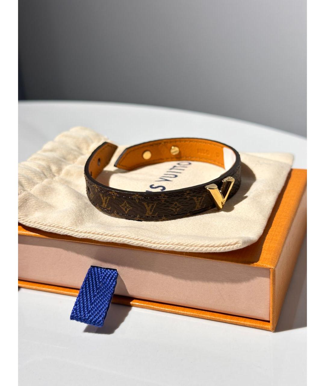 LOUIS VUITTON Коричневый кожаный браслет, фото 2