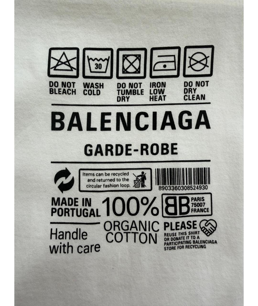 BALENCIAGA Белая хлопковая футболка, фото 3