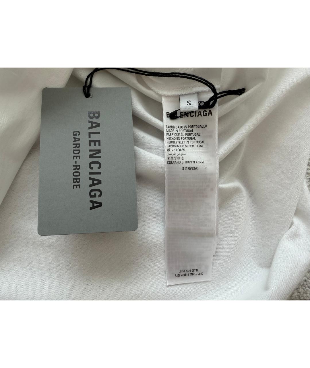 BALENCIAGA Белая хлопковая футболка, фото 5