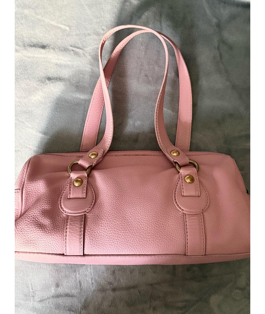 CELINE Розовая кожаная сумка с короткими ручками, фото 7