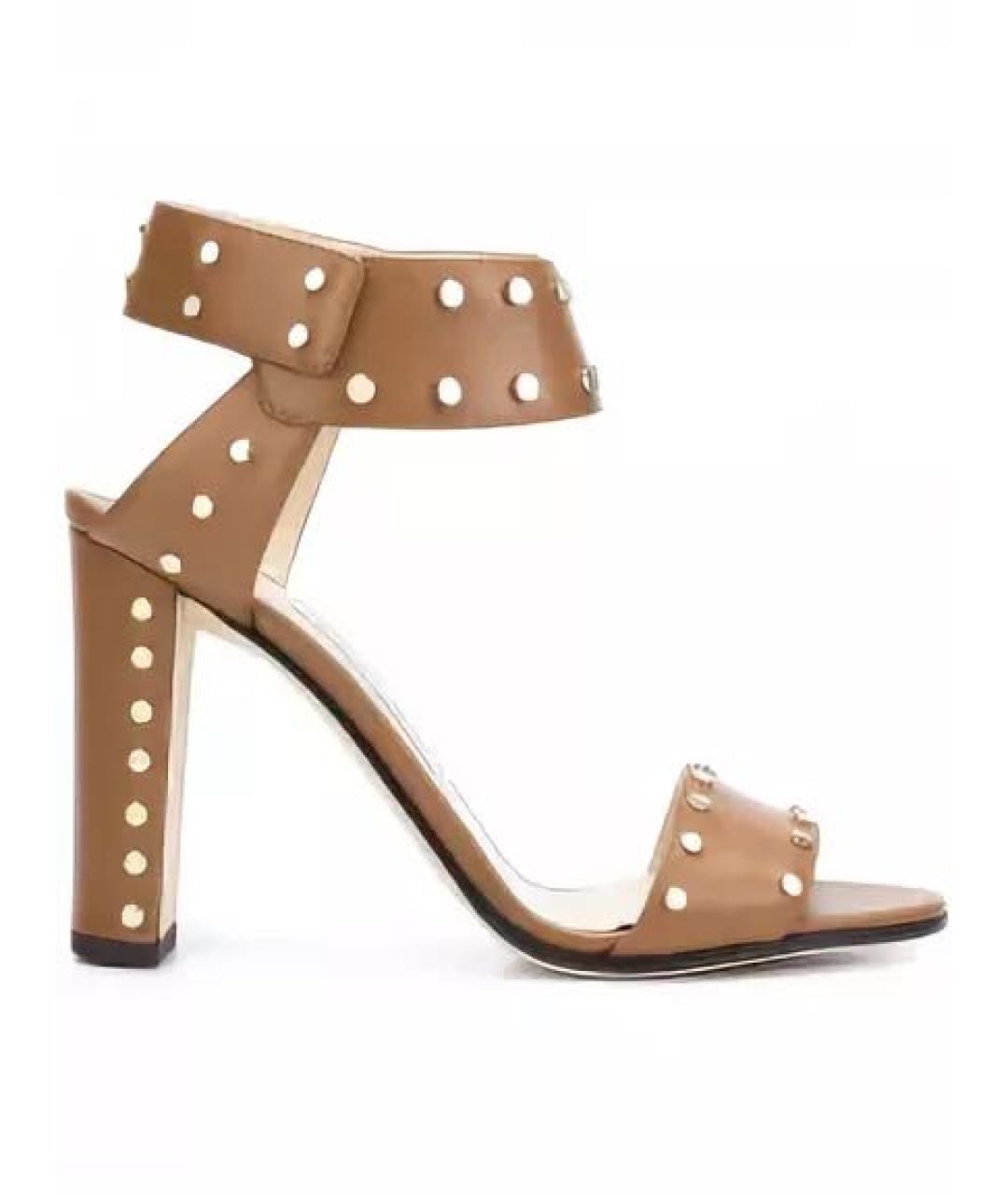 JIMMY CHOO Бежевые кожаные босоножки, фото 6