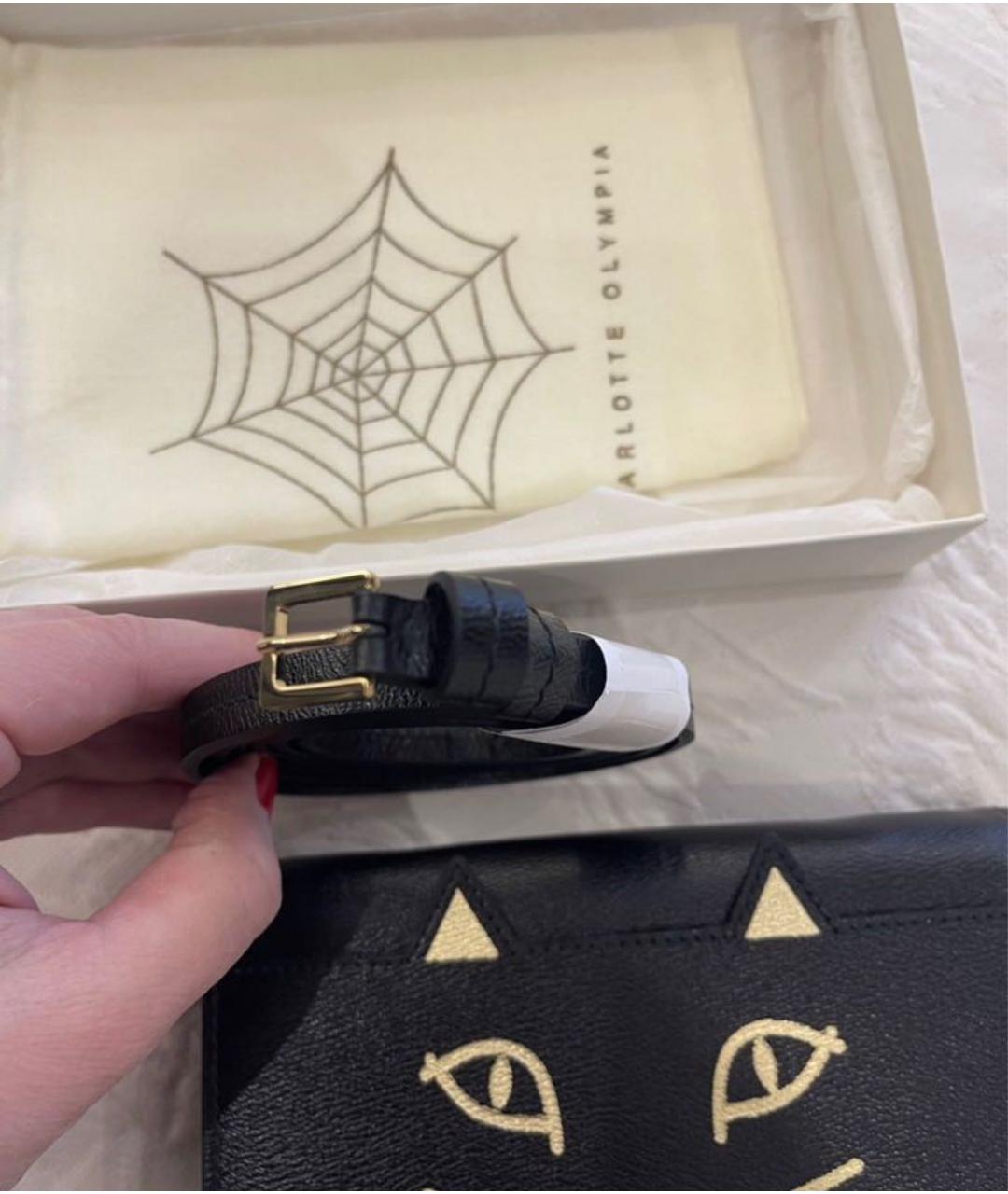CHARLOTTE OLYMPIA Черная кожаная сумка через плечо, фото 3