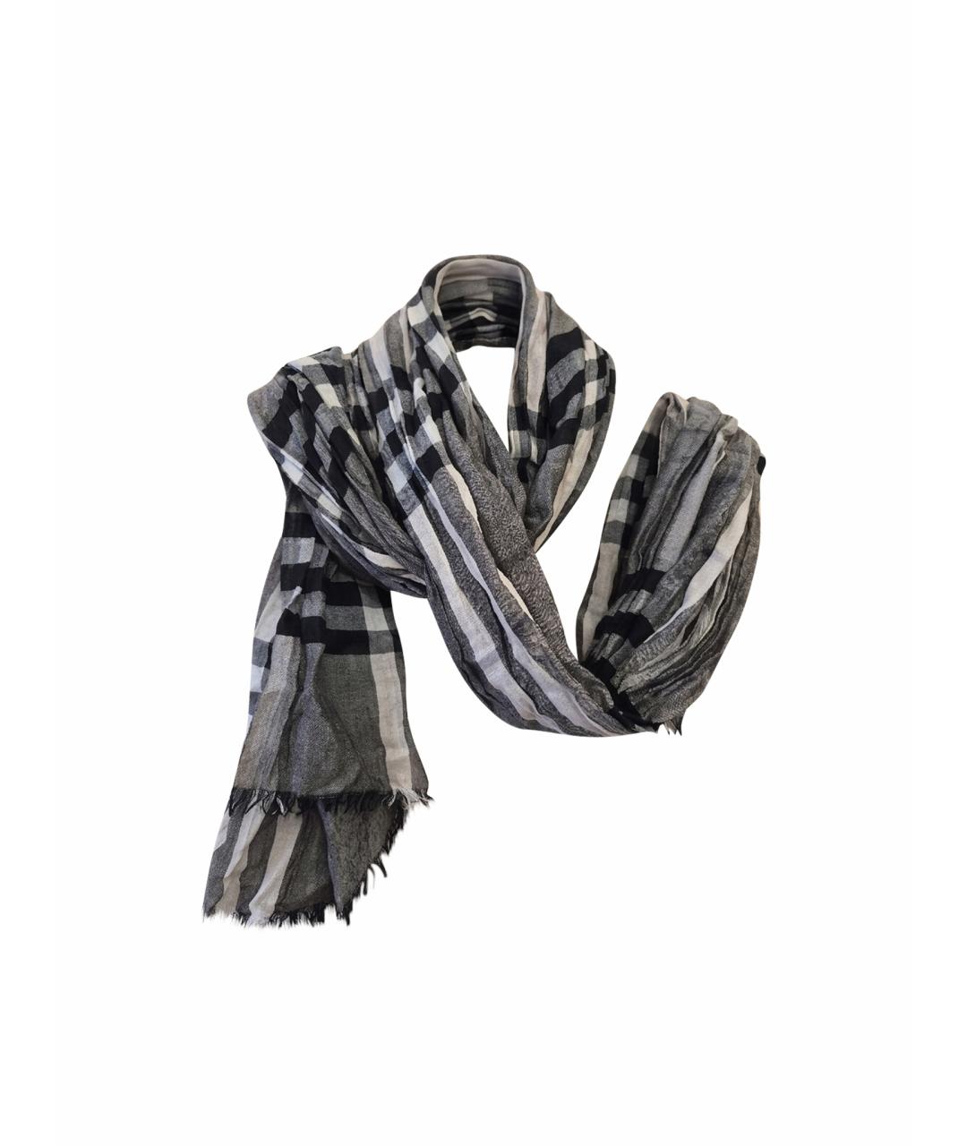 BURBERRY Серый шелковый шарф, фото 1