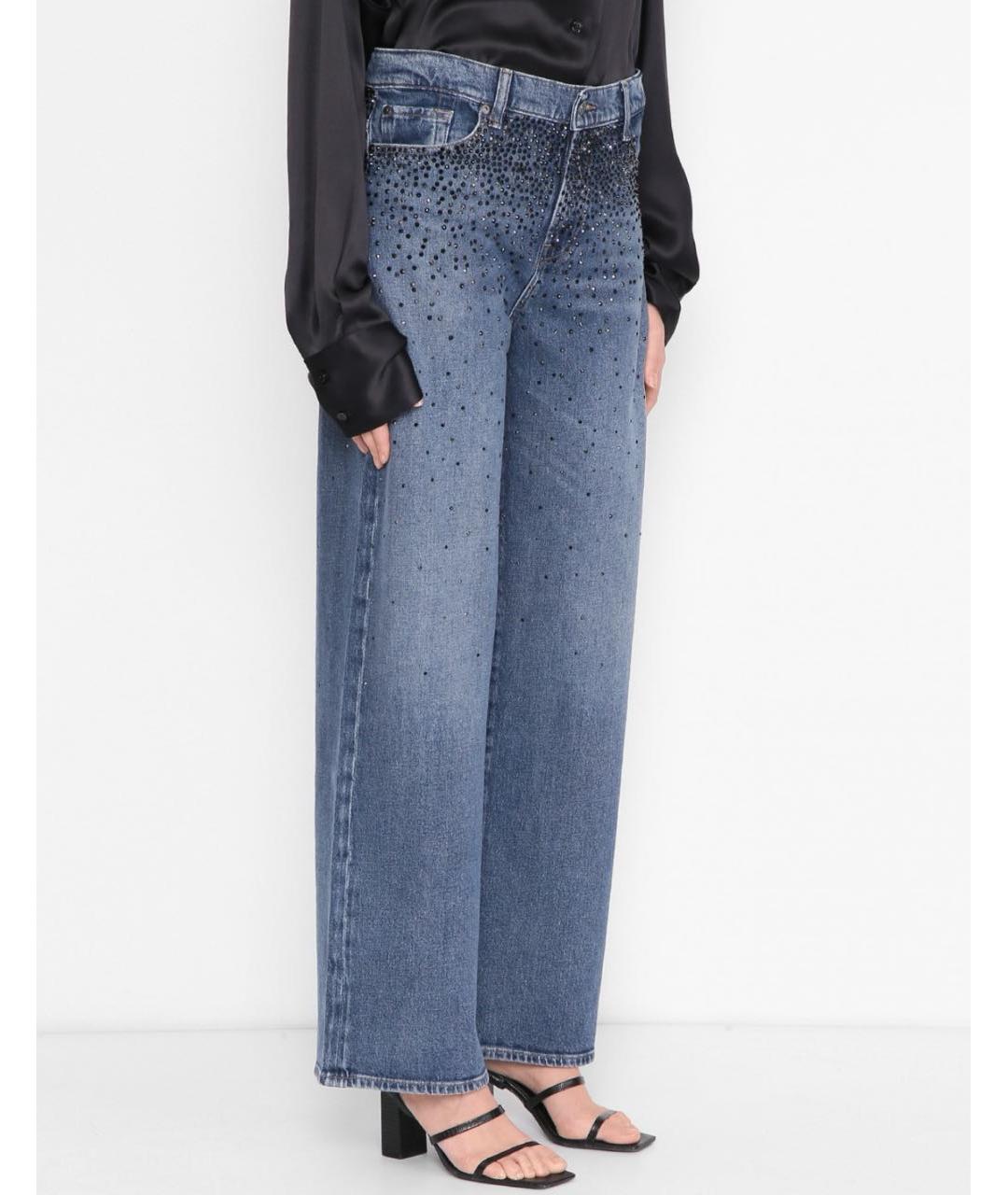 7 FOR ALL MANKIND Синие хлопко-эластановые прямые джинсы, фото 3