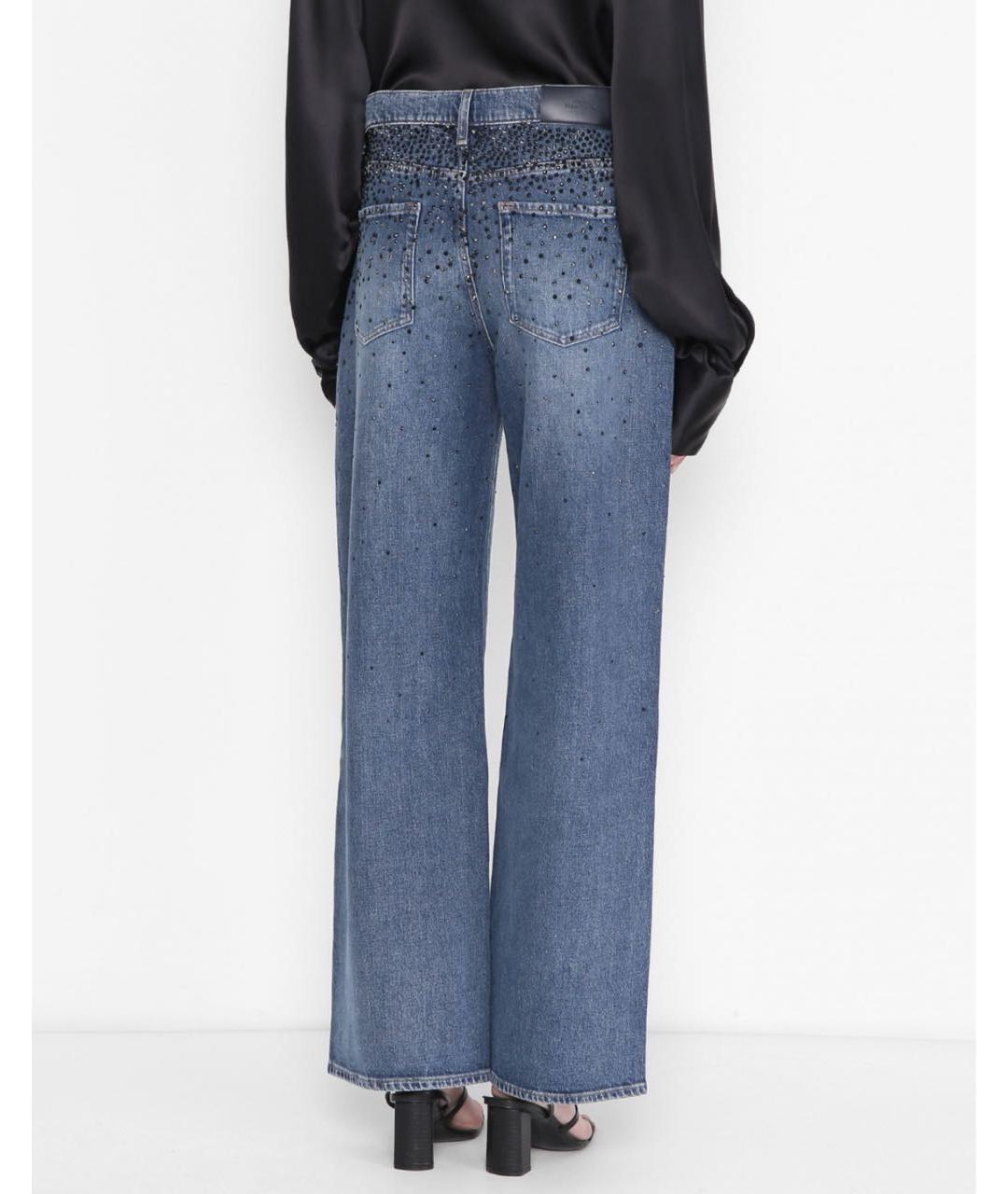 7 FOR ALL MANKIND Синие хлопко-эластановые прямые джинсы, фото 4