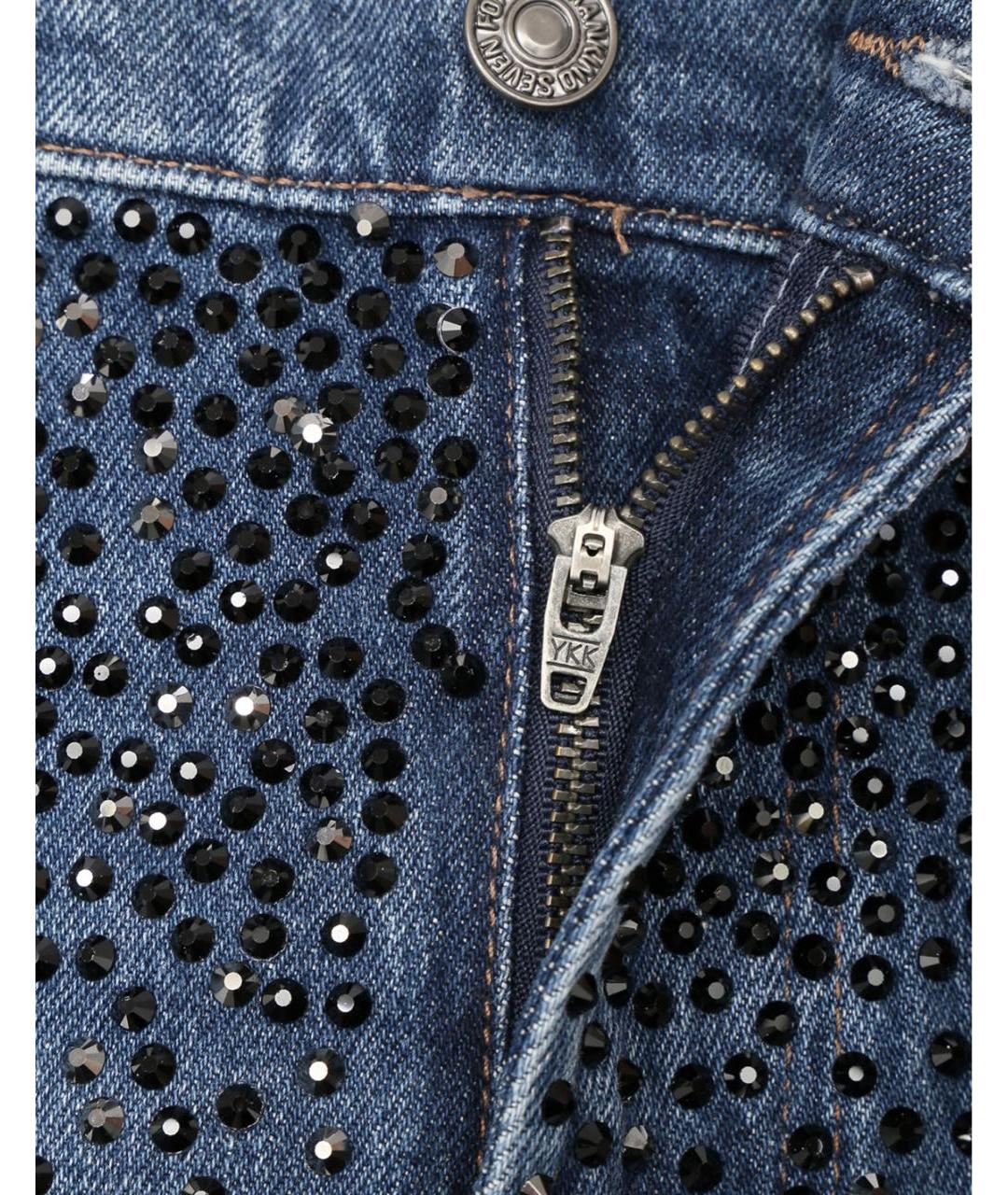 7 FOR ALL MANKIND Синие хлопко-эластановые прямые джинсы, фото 5