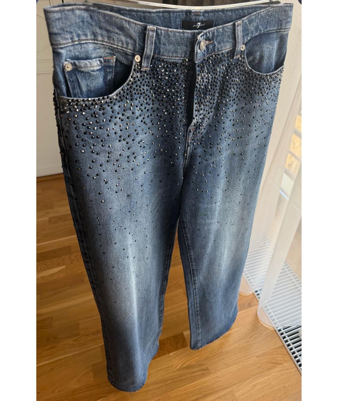 7 FOR ALL MANKIND Синие хлопко-эластановые прямые джинсы, фото 6