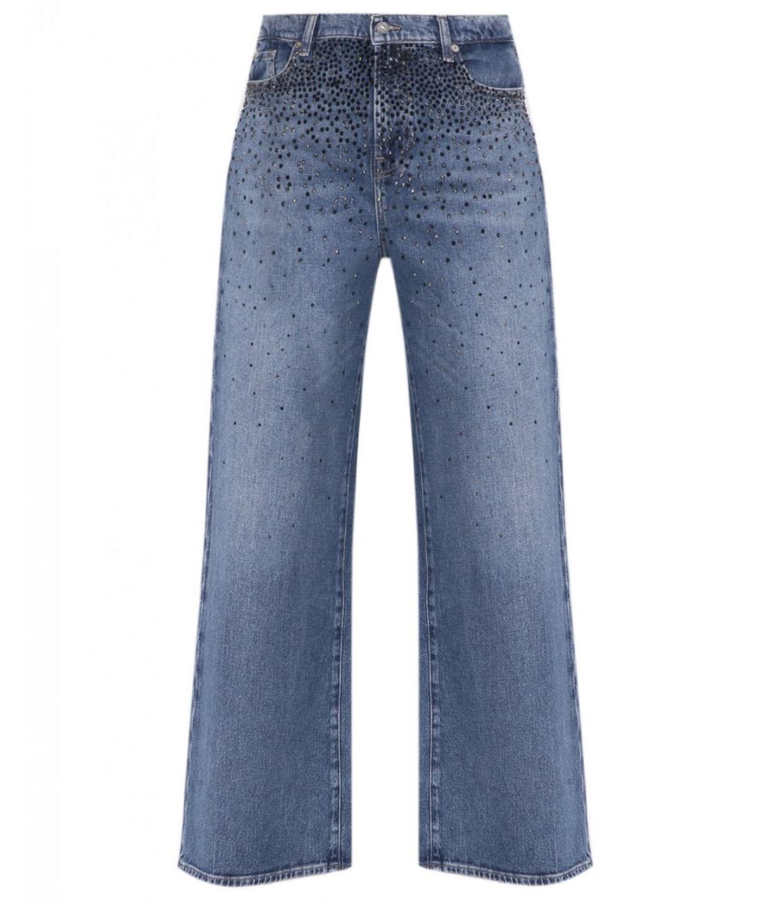 7 FOR ALL MANKIND Синие хлопко-эластановые прямые джинсы, фото 1