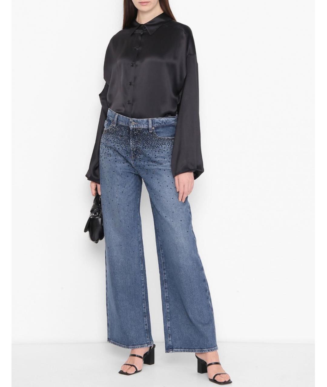 7 FOR ALL MANKIND Синие хлопко-эластановые прямые джинсы, фото 2