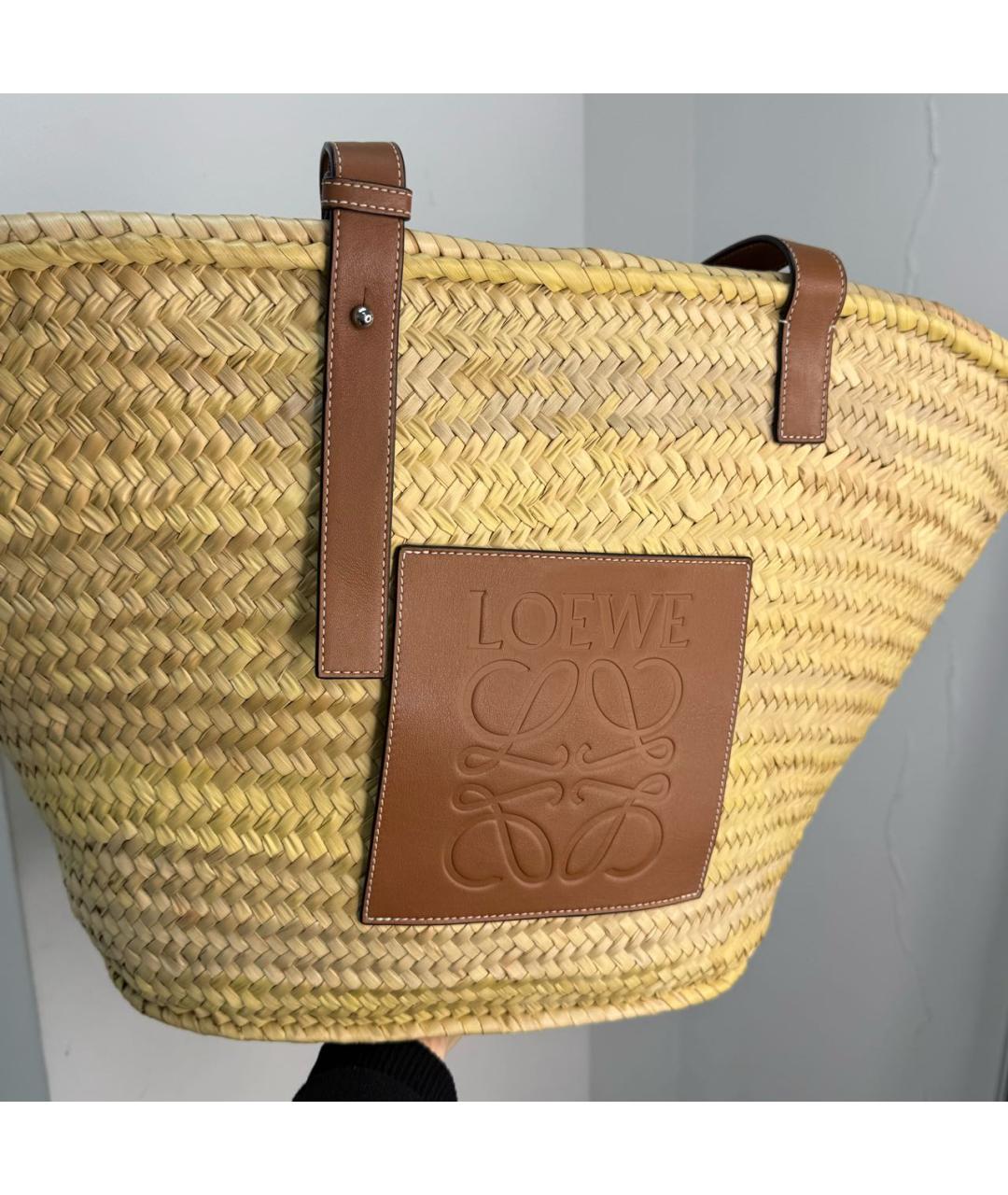 LOEWE Бежевая пелетеная пляжная сумка, фото 7