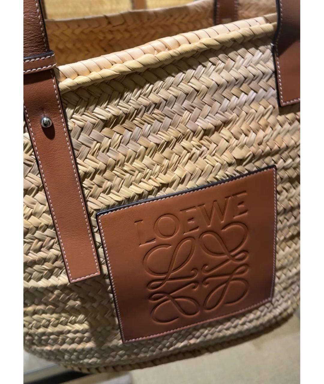 LOEWE Бежевая пелетеная пляжная сумка, фото 5