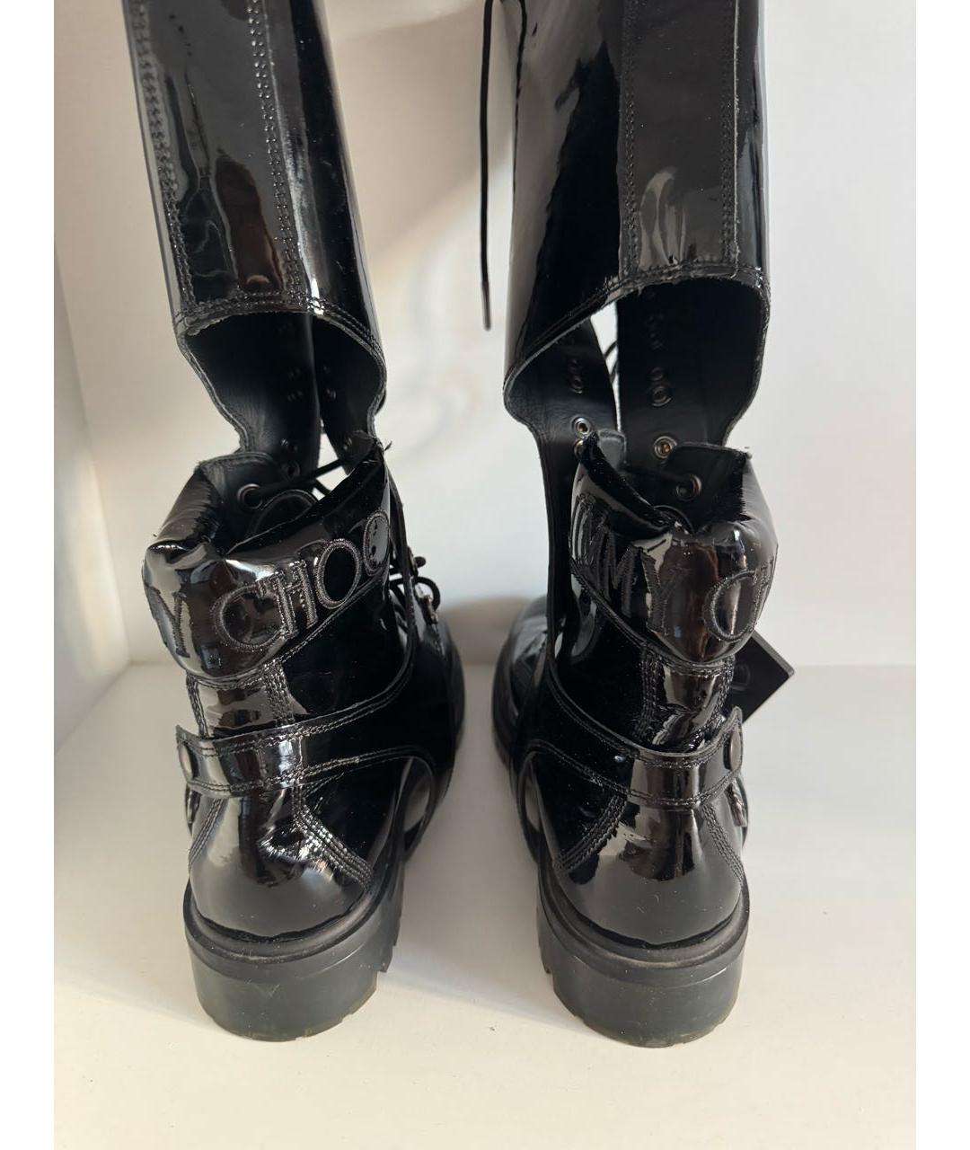 JIMMY CHOO Черные ботфорты из лакированной кожи, фото 4