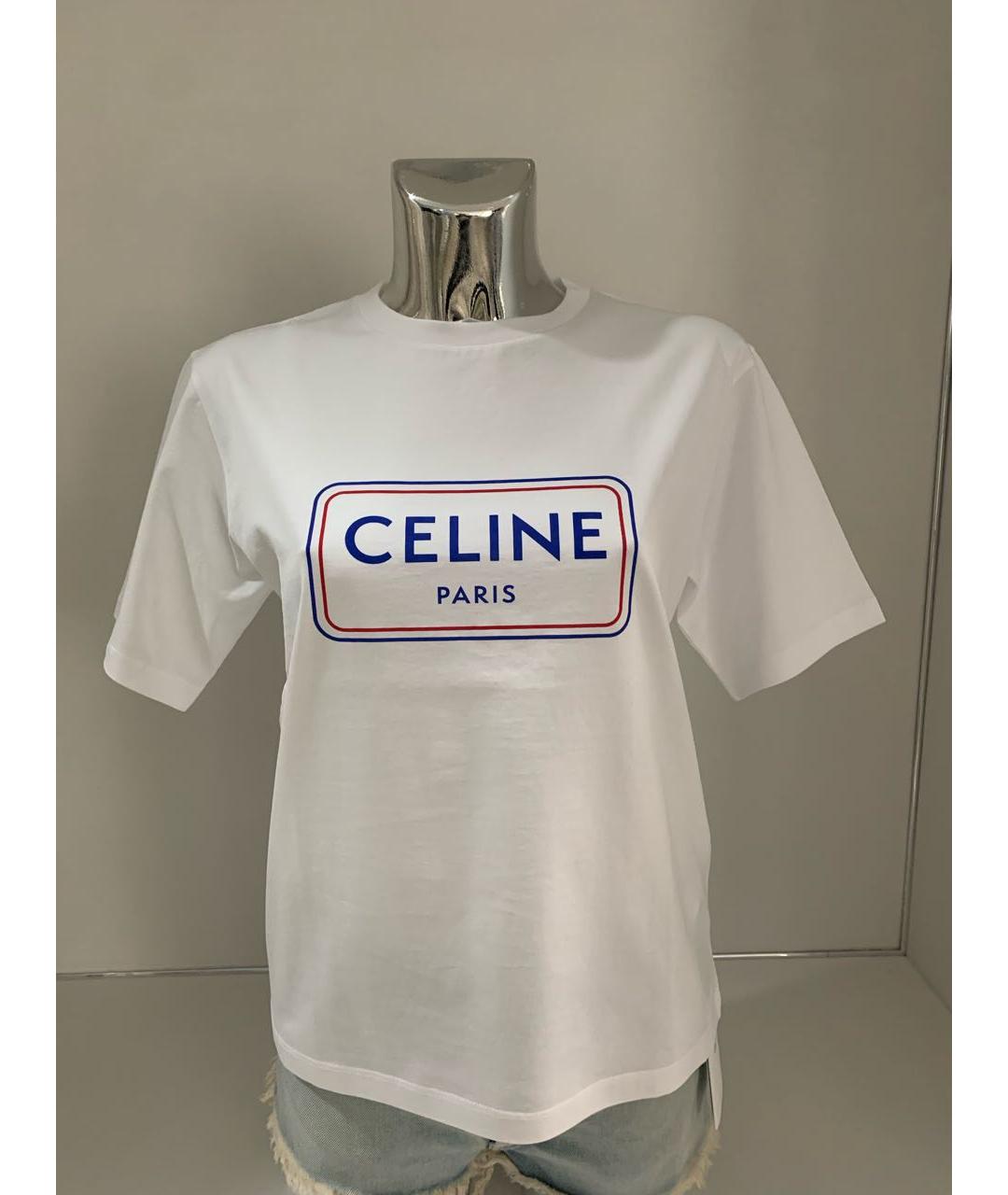 CELINE Белая хлопковая футболка, фото 5